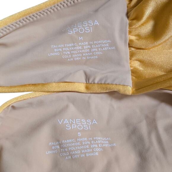 Vanessa Sposi Yellow Gold  High Waist Bikini Set Bandeau Top M Bottoms S - Picture 4 of 4